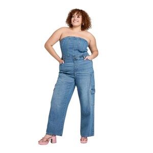 Wild Fable Strapless Denim Jumpsuit, Juniors Plus Size XXL (Size 17)